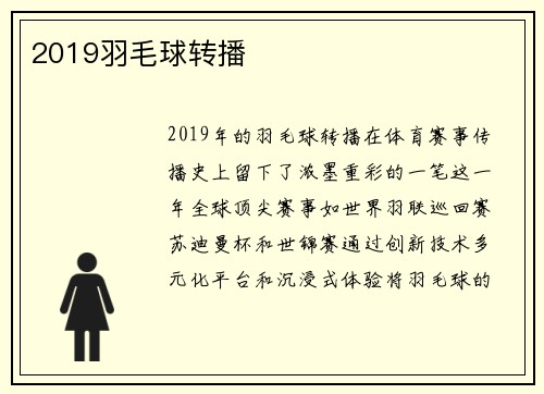 2019羽毛球转播